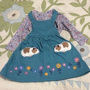 Jojo Maman Bebe Guinea Pig Jumper Dress and Shirt 2-3 years NWOT